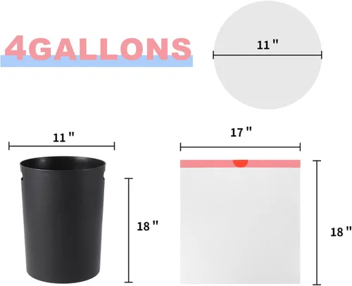 Miniatura 4 de Bolsa de basura pequeña de 4 galones con cordón para botes de basura pequeños de 2 a 4 galones, oficina, cocina, baño, elástico grueso (100 unidades)