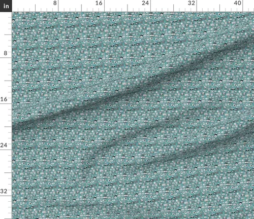 Miniatura 2 de Tela de Spoonflower – Cámara vintage Cool Retro Toy fotografía género azul neutro, pequeño impreso en tela de algodón de la firma de pétalos por The