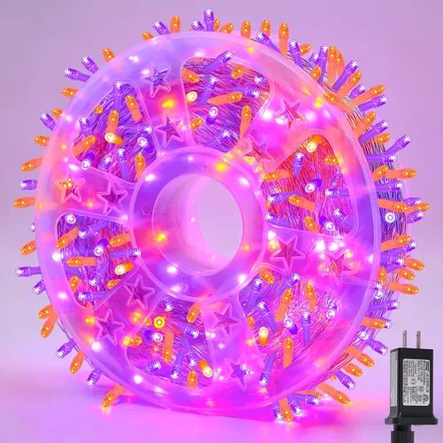 Miniatura 29 de QITONG Tira de luces rojas y verdes para exteriores, 165 pies, 500 luces LED de alambre transparente de Navidad para interiores, 8 modos de luz