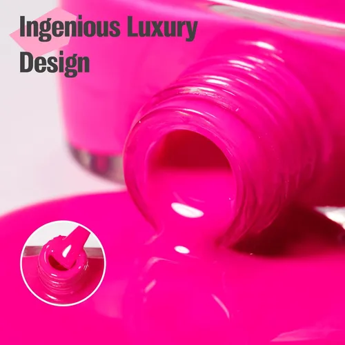 Miniatura 2 de Esmalte de uñas rosa intenso brillante, 0.5 onzas líquidas, esmalte de uñas de secado rápido de alto brillo, aplicación suave de larga duración