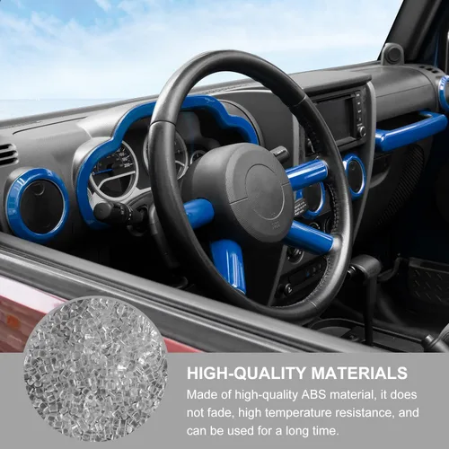 Miniatura 4 de Jimen Compatible con Jeep Wrangler JK & Unlimited 2007-2010, 10 piezas Panel de Moldura del Tablero de Consola Central y Rejilla de Aire