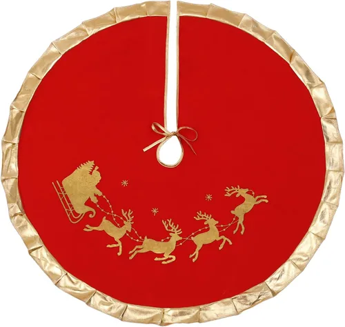 Miniatura 6 de Sattiyrch - Falda de árbol de Navidad de piel sintética, adornos navideños rosas para árbol de Navidad de 10 pies,12 pies (blanco, 59 pulgadas)