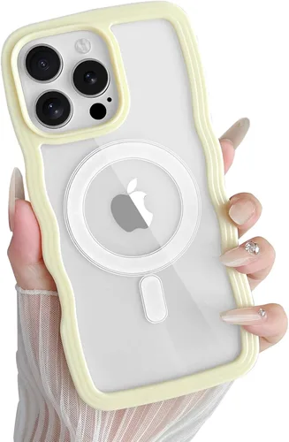 Miniatura 47 de Yeddabox Magsafe - Funda compatible con iPhone 13, diseño de ondas, lindo marco de colores de caramelo con ondas de agua, a prueba de golpes