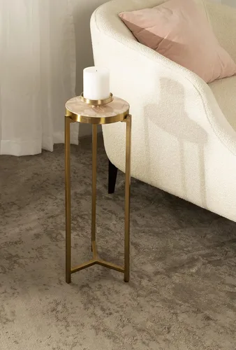 Miniatura 5 de Kate and Laurel Aguilar - Mesa moderna para bebidas, 9 x 9 x 23 pulgadas, rosa y dorado, mesa decorativa de cuarzo rosa genuino para espacios