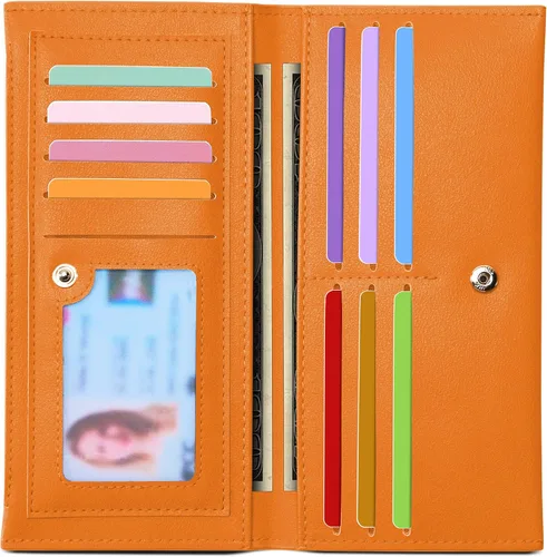 Miniatura 11 de Tipmile Cartera ultra delgada para mujer, cartera de cuero plegable para mujer, cartera RFID, cartera de bloqueo RFID para tarjetas de crédito