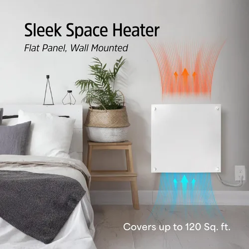 Miniatura 2 de EconoHome Calentador de pared de convección con termostato – Panel de calentador eléctrico de pared de 400 W – Modelo actualizado, 120 V – Calienta