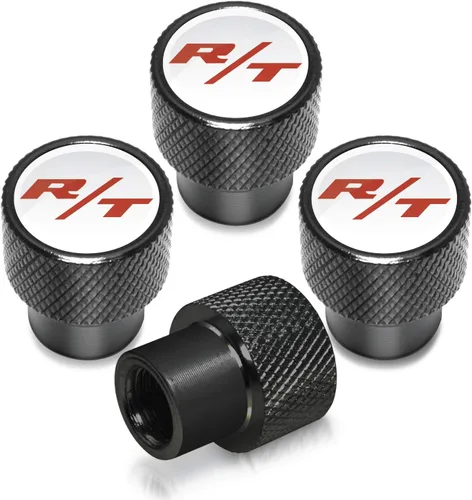 Miniatura 6 de iPick Image Para Dodge R/T Logo on Black Easy-Grip Premium Tapones de vástago de válvula de neumático de aluminio - Con licencia