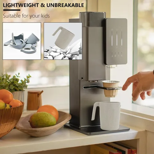 Miniatura 5 de PYRMONT Juego de 6 tazas de paja de trigo, tazas de café de plástico reutilizables, tazas de té con asas, juego de tazas de 16 onzas para café