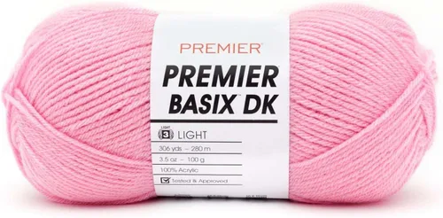 Miniatura 23 de Premier Yarns Basix Hilo DK, hecho de acrílico, hilo ideal para ganchillo y tejido, lavable a máquina, rosa camafeo, 3.5 onzas, 306 yardas Rosa Cameo