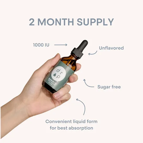 Miniatura 7 de Drop Vitamina D3 + K2 gotas líquidas, 1000 UI Vegan D3 de liquen, 45 mcg K2 (MK-4 y MK-7), con aceite de coco MCT orgánico, apoyo óseo e
