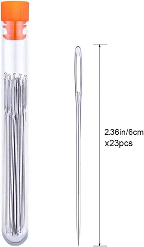 Miniatura 2 de 23 PIEZAS Agujas de Coser de Ojo Grande, Agujas de Coser Agudas de 2.36 Pulgadas, Aguja de Hilo de Bordado de Cuero, Aguja de Tejer de Hilo de Acero