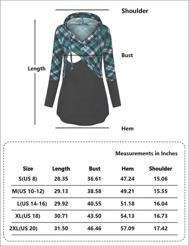 Miniatura 9 de QUINEE sudadera con capucha para mujer de manga larga a cuadros, bloque