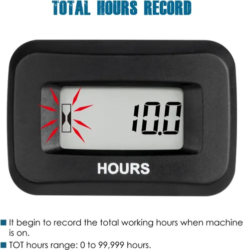 Miniatura 2 de Runleader Medidor digital de horas para cortacésped, generador de motocicleta, tractor agrícola, compresor marino, motosierra y otros dispositivos