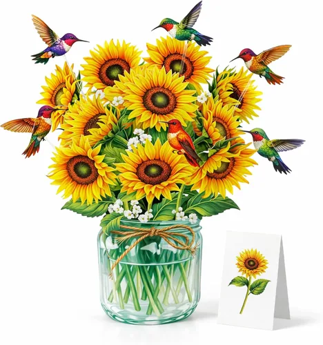 Miniatura 14 de CUTPOPUP - Tarjetas de cumpleaños emergentes de pavo real para mujer, tarjeta de felicitación de flores de cumpleaños 3D para su esposa, madre