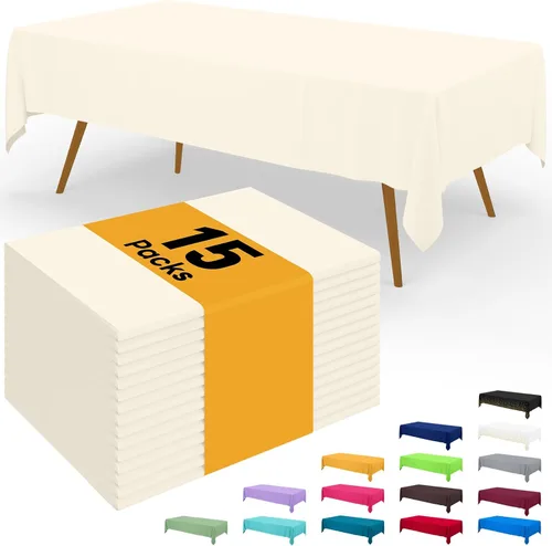 Miniatura 69 de Smiry - Juego de 6 manteles desechables, 54 x 78 pulgadas, manteles impermeables rectangulares para fiestas, cubierta de mesa de plástico