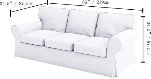 Miniatura 3 de Premium funda de repuesto de algodón pesado Ektorp para sofá de 3 asientos, compatible con funda de sofá de tres plazas IKEA Ektorp (Azul profundo)