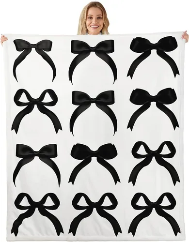 Miniatura 21 de Erosebridal Black Pink Bow Fleece Throw Blanket 40"x50" - Ultra-Soft for Couch Sofa Bed,Kawaii Cool Bowknot Sherpa Blanket,Princess Style Fuzzy