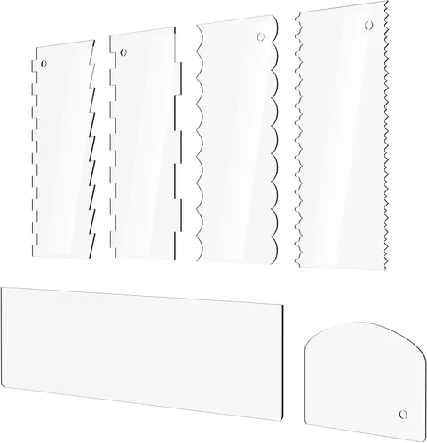 Raspador de pasteles, 6 piezas de acrílico transparente, juego de raspadores de peine de decoración más suave, cortador de pastelería para