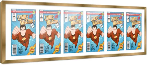 Miniatura 69 de Poster Palooza Marco de cómic con paspartú para 1 cómic de la Edad de Bronce publicado entre 1970 y 1985, marco de cómic negro para cómic de 7.25 x
