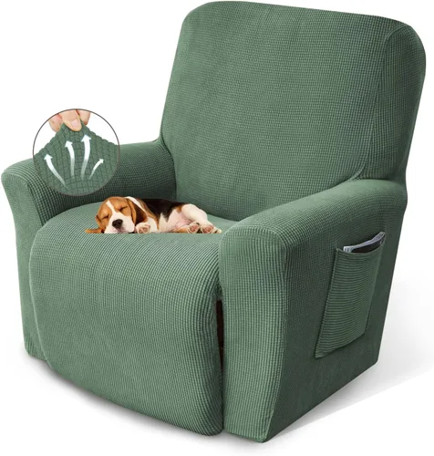 Miniatura 13 de KEKUOU Fundas para sillas reclinables, fundas elásticas para sofá reclinable de niño perezoso, 1 pieza, protector de muebles con parte inferior Azul