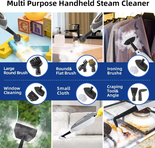 Miniatura 3 de Mopa de vapor - Limpiador de vapor portátil multiusos 10 en 1, vaporizador de piso desmontable para suelos de madera, azulejos, laminados, alfombras