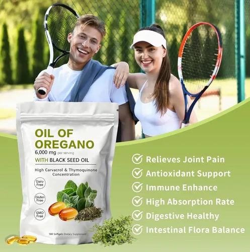 Miniatura 3 de Cápsulas blandas de aceite de orégano – Aceite de orégano con aceite de semilla negra de 6000 mg Aceite de orégano 2 en 1 Sin OMG – Sin gluten