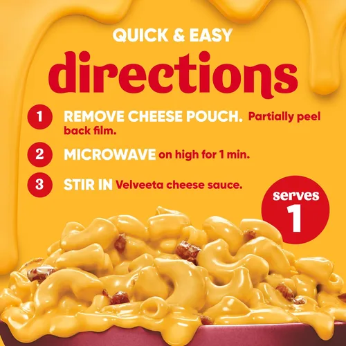 Miniatura 6 de Velveeta Cheesy Bowls - Comida para microondas con tocino y queso, bandeja de 9 onzas