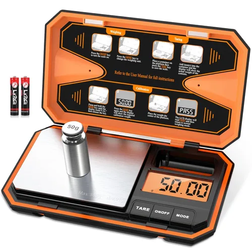Báscula digital de bolsillo, escala de alta precisión de 17.64 oz x 0.00 oz con peso de calibración de 1.76 oz, mini báscula de joyería de 6