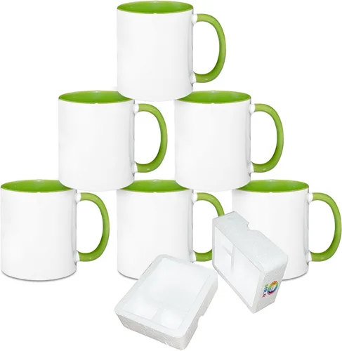 Miniatura 16 de MR.R Tazas de café en blanco de sublimación de 11 onzas, taza blanca con taza de color morado interior y asa, juego de 6 Púrpura