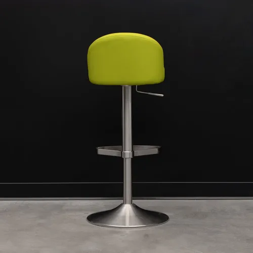 Miniatura 5 de ZURI Taburete de bar moderno Mimi suave verde lima, asiento de cuero sintético, acero inoxidable cepillado altura ajustable
