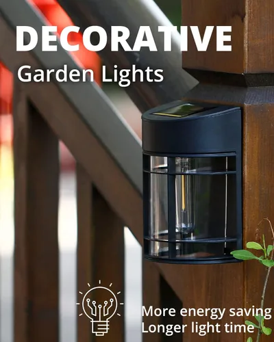 Miniatura 5 de Luces solares para cercas al aire libre, paquete de 8 luces de cubierta alimentadas por energía solar con bombillas LED Edison, luces solares