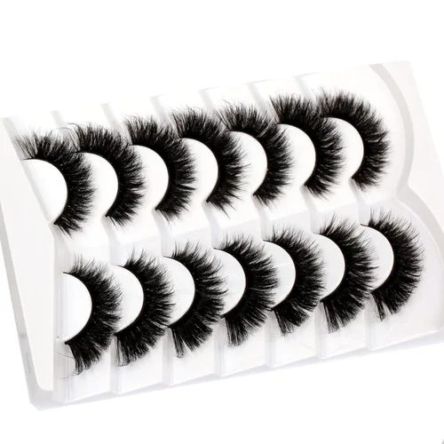 Miniatura 407 de Pooplunch - Pestañas postizas finas de visón sintético, estilo ojo de gato, naturales, cruzadas, tipo racimo, efecto 8D de volumen, tiras