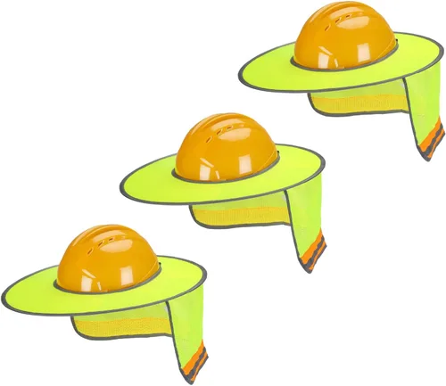 Miniatura 19 de UNCO - Casco de Sombrero Duro con Protector Solar, 1 Paquete, Amarillo, Visera Completa y Estándar de Malla Reflectante de Alta Visibilidad