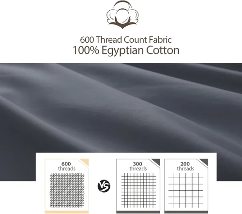 Miniatura 6 de Sábana Bajera Ajustable Tamaño Completo Solo Color Gris Oscuro, 100% Algodón Egipcio 600 Hilos, Sábana de Colchón de Algodón Premium de Bolsillo