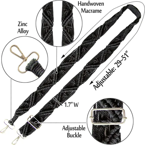 Miniatura 2 de Novela correa de teléfono tejida para teléfono celular con correa correa de teléfono cruzada/cuello cordón ajustable parche para teléfono móvil Negro