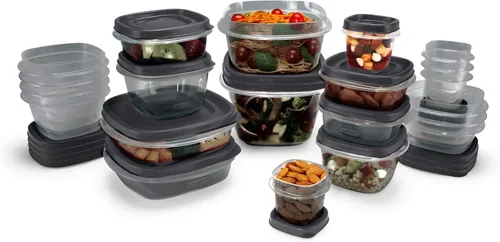 Miniatura 9 de Rubbermaid EasyFindLids - Recipientes para preparación de comidas, 5.5 tazas, color rojo