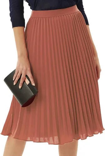 Miniatura 211 de GRACE KARIN - Falda plisada de gasa para mujer, con cintura alta y elástica, vuelo, corte acampanado y longitud por debajo de la rodilla