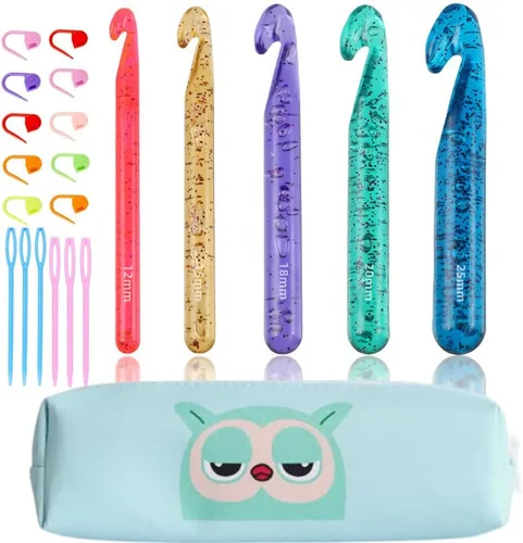 Miniatura 9 de Grandes Ganchos de Crochet, Ganchos de Crochet de 15 mm 12 mm 10 mm 9 mm 8 mm 7 mm 6,5 mm para Hilo Grueso