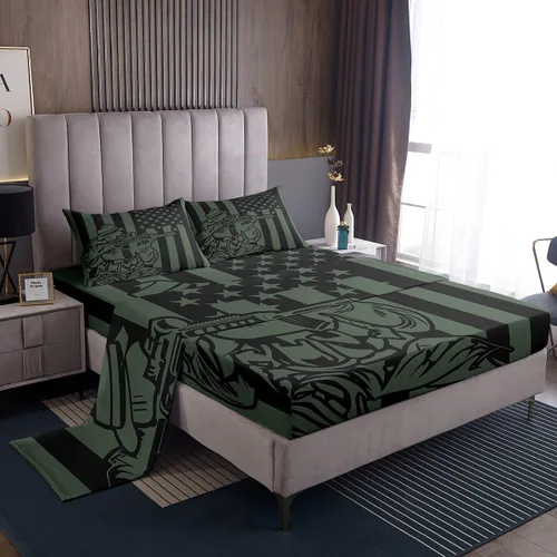Miniatura 22 de Juego de sábanas con diseño de mármol, sábanas suaves y modernas con patrón de textura de mármol, juego de sábanas y fundas de almohada de 3 piezas