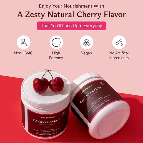 Miniatura 8 de Life's Fortune L Arginine L Citrulina Suplemento en polvo Suplemento de óxido nítrico de alta potencia con sabor a cereza natural