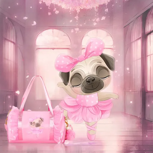 Miniatura 5 de Moonmo Bonita bolsa de baile de ballet, bolsa de vestir tutú, impermeable, ligera, bolsa de baile rosa para niñas, Pinkdanceb-perro