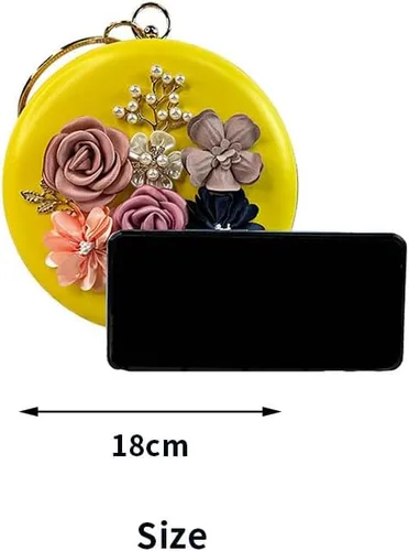 Miniatura 5 de Bolso de mano para mujer 3D rosa nude floral bolso de mano Hecho a mano con perla Boda nupcial diurna fiesta de noche