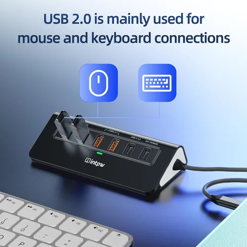 Miniatura 7 de intpw P9R PRO USB C Hub Ethernet, Estación de acoplamiento USB C de 10Gbps 10-en-1 con HDMI 4K@60Hz, Tipo-C y 2 USB A 3.2 Datos, LAN, 2 USB A 2.0