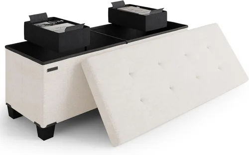 Miniatura 82 de Cubo otomano de almacenamiento con cubo pequeño, otomana cuadrada de 15 pulgadas con almacenamiento para sala de estar y dormitorio, reposapiés