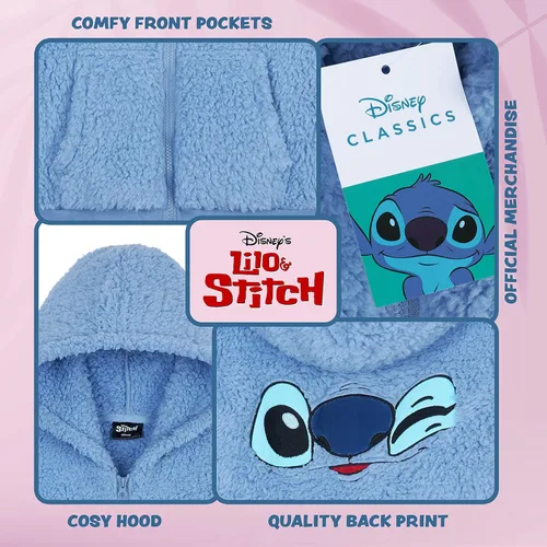 Miniatura 5 de Disney Stitch Sherpa - Sudadera con capucha para niñas, forro polar con cremallera para niños y adolescentes