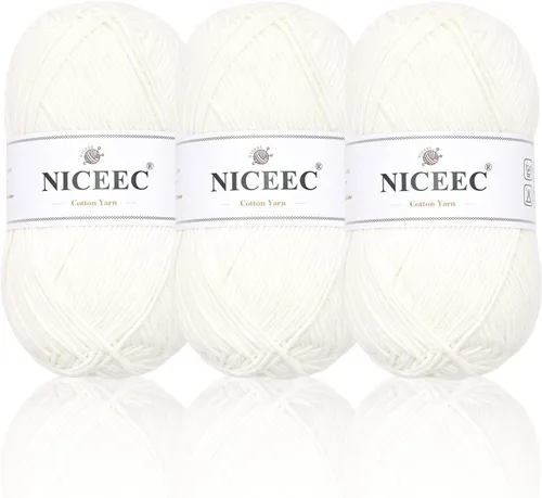 Miniatura 19 de NICEEC Hilo de algodón suave de 3 madejas, 5 capas, mezcla de algodón, suave y resistente, hilo para ganchillo y tejido, manualidades de bricolaje