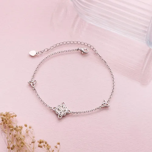 Miniatura 4 de FLYOW Pulsera de plata de ley 925, joyería irlandesa de buena suerte, triquetra, trinidad, brujas celtas, nudo para mujer