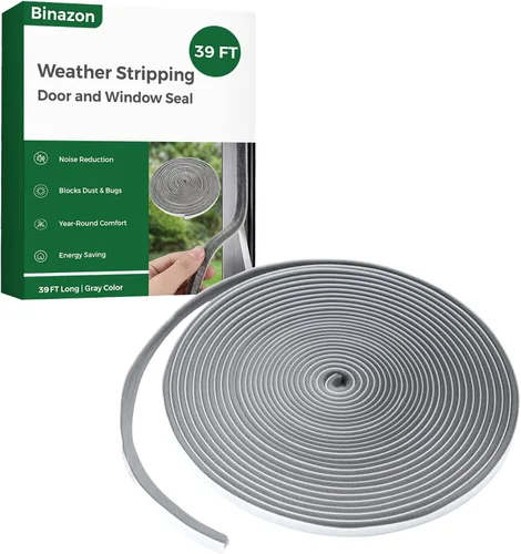 Burlete de sellado para puertas y ventanas de 39 pies, tira de sellado autoadhesiva insonorizante, 0.35 pulgadas de ancho x 0.2 pulgadas de grosor,