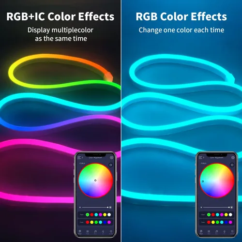 Miniatura 3 de iNextStation RGB Smart IC - Tira de luces LED de neón de 5 V, USB, 16.4 pies 5M, tira de luces de neón flexible, multicolor, IP67, impermeable