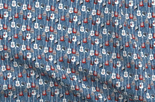 Spoonflower Tela – Guitarras Instrumentos Musicales Rock Roll Music Kids Band Impreso en tela de gasa Fat Quarter – Costura de moda, vestidos de